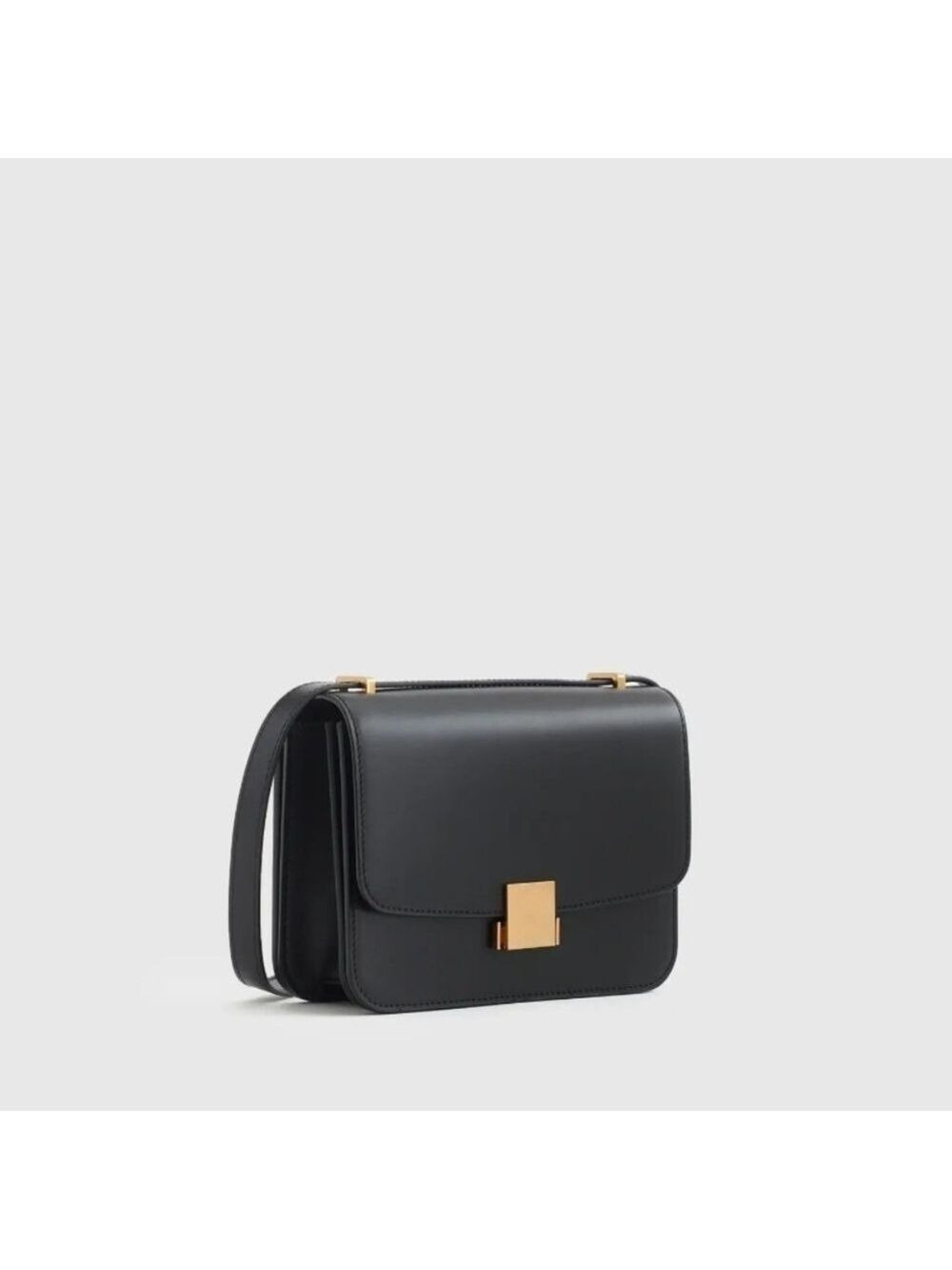 New Gorgeous. Our Italian Leather Black Box Shoulder Bag - Picture 3 of 7